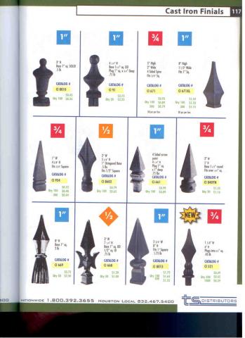 Wrought iron finials for handrails or fence